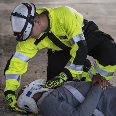 FireLine<sup></sup> Multi Mission Jumpsuit with ANSI&nbsp;107, Class&nbsp;3, Type&nbsp;&ldquo;P&rdquo; High Visibility option using Westex DH<sup>®</sup> Rip-Twill in Black and ANSI Approved High Visibility Yellow<br><b>STYLE #68000-35-160580 with Options: #AN-1 and&nbsp;#FL-95</b>